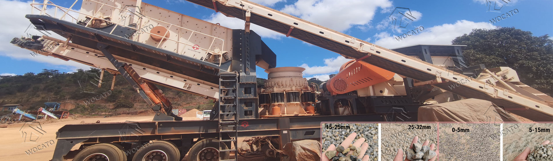 30-50TPH River Stone Crushing Plant in Peru - Four-in-one Wheel-Mounted Crushing Plant K3-PE46-CS75-4C