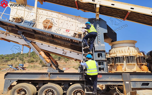 30-50TPH River Stone Crushing Plant in Peru - Four-in-one Wheel-Mounted Crushing Plant K3-PE46-CS75-4C